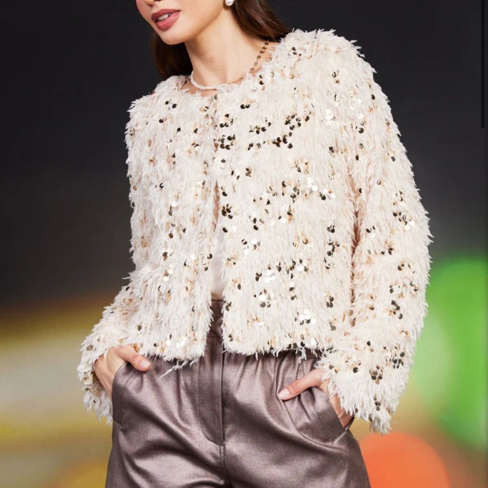Chic Cream Sequin Jacket